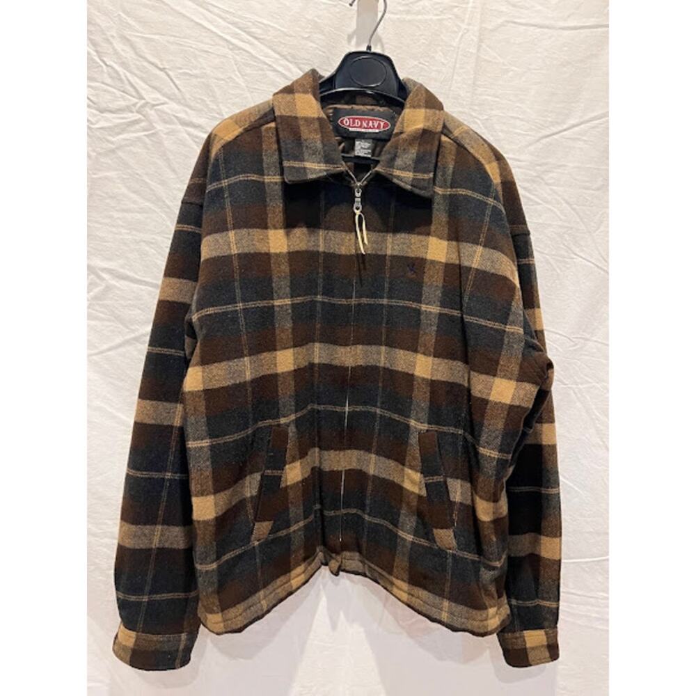 VTG Old Navy Barn Work Jacket Mens Brown Tan Navy Full Zip Size L